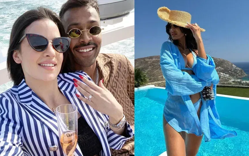 Hardik Pandya with his ex wife [Source: @shyamawadhyada2 and @FilmyGlamour/X.com]